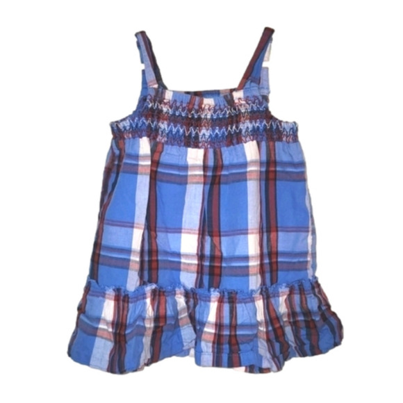 𝅺healthtex Red White and Blue Plaid Spaghetti Strap Dress - Picture 3 of 4